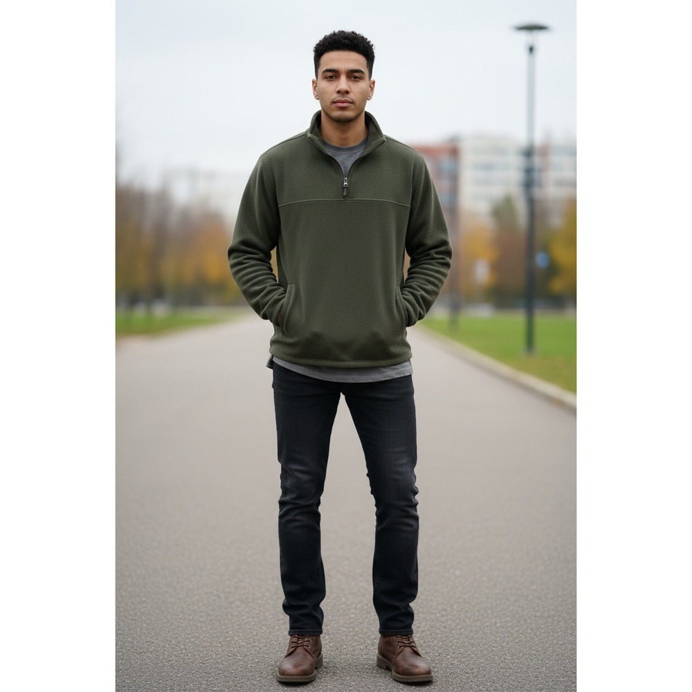 Croft & Barrow Men's Green Fleece 1/4 Zip Pullover Sweater XXL‎